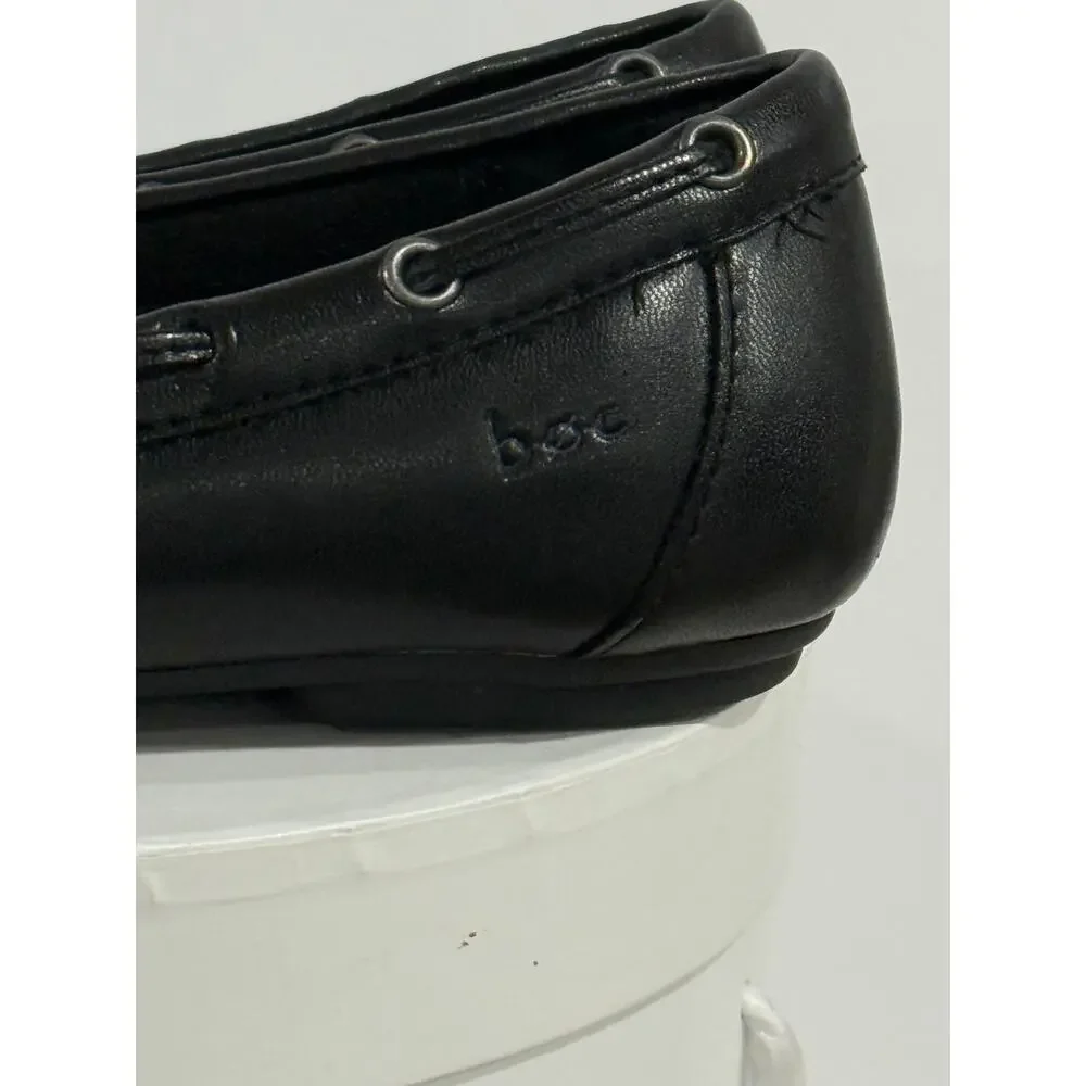 Black Driving Loafers Moccasin Bow BOC Preppy Comfort Slip On Flats Women's 7.5M